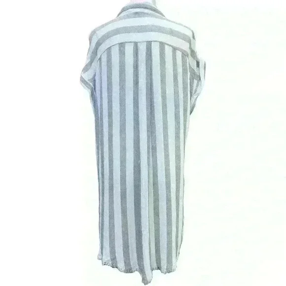 UMGEE Gray Striped Tunic Dress with Raw Hem Size S - Picture 3 of 7